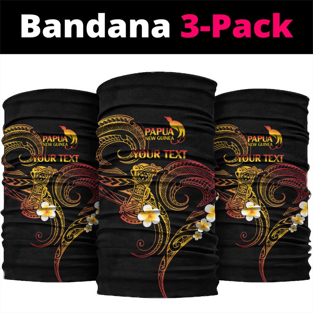 Personalised Papua New Guinea Sepik Neck Gaiter Plumeria Floral Tribal Pattern LT9 package One Size: 25*50cm Black - Polynesian Pride