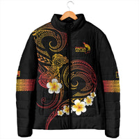 Personalised Papua New Guinea Sepik Padded Jacket Plumeria Floral Tribal Pattern LT9 - Polynesian Pride