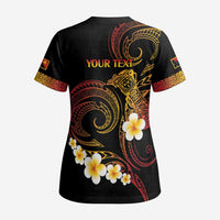 Personalised Papua New Guinea Sepik Scrub Top Plumeria Floral Tribal Pattern LT9 - Polynesian Pride
