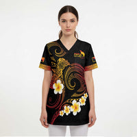 Personalised Papua New Guinea Sepik Scrub Top Plumeria Floral Tribal Pattern LT9 - Polynesian Pride