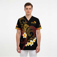 Personalised Papua New Guinea Sepik Scrub Top Plumeria Floral Tribal Pattern LT9 - Polynesian Pride