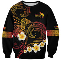 Personalised Papua New Guinea Sepik Sweatshirt Plumeria Floral Tribal Pattern LT9 Unisex Black - Polynesian Pride
