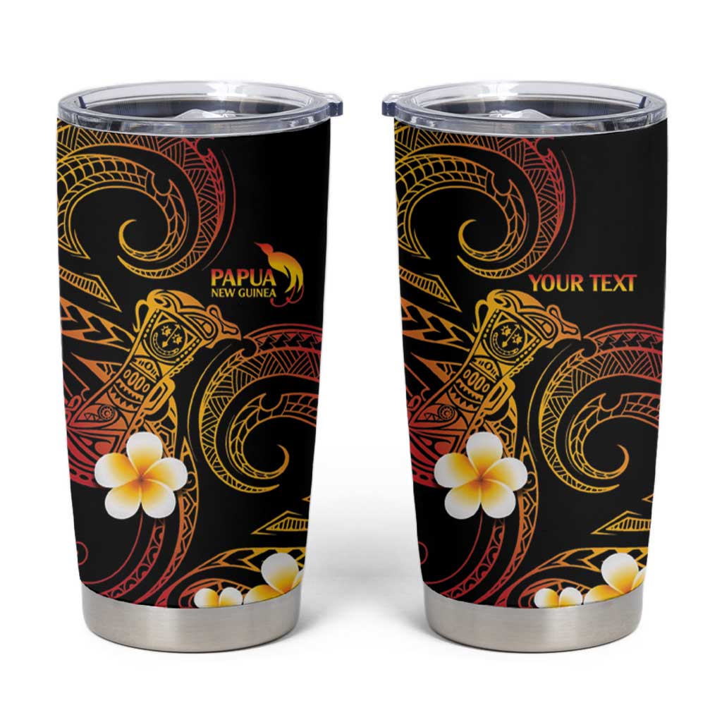 Personalised Papua New Guinea Sepik Tumbler Cup Plumeria Floral Tribal Pattern LT9 Black - Polynesian Pride