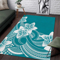 Polynesian Plumeria Flowers Tribal Area Rug Pacific Tattoo Teal Style LT9 Teal - Polynesian Pride