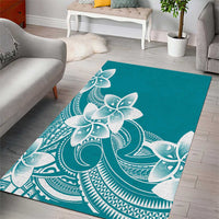 Polynesian Plumeria Flowers Tribal Area Rug Pacific Tattoo Teal Style LT9 - Polynesian Pride