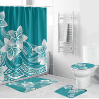 Polynesian Plumeria Flowers Tribal Bathroom Set Pacific Tattoo Teal Style LT9 Bathroom Set (4 pcs) Teal - Polynesian Pride