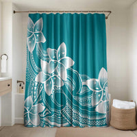 Polynesian Plumeria Flowers Tribal Bathroom Set Pacific Tattoo Teal Style LT9 Shower Curtain Only Teal - Polynesian Pride