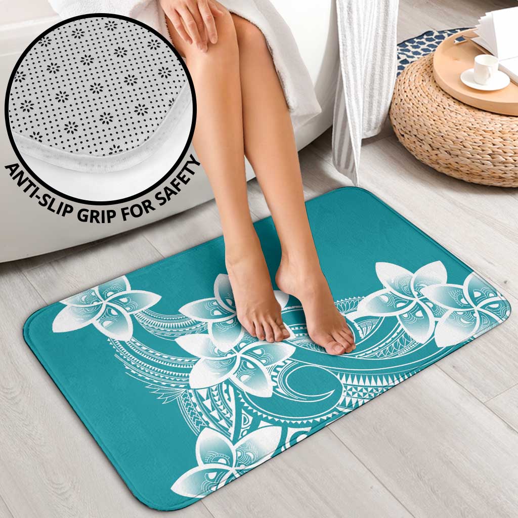 Polynesian Plumeria Flowers Tribal Bathroom Set Pacific Tattoo Teal Style LT9 - Polynesian Pride