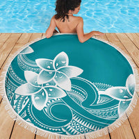 Polynesian Plumeria Flowers Tribal Beach Blanket Pacific Tattoo Teal Style LT9 - Polynesian Pride