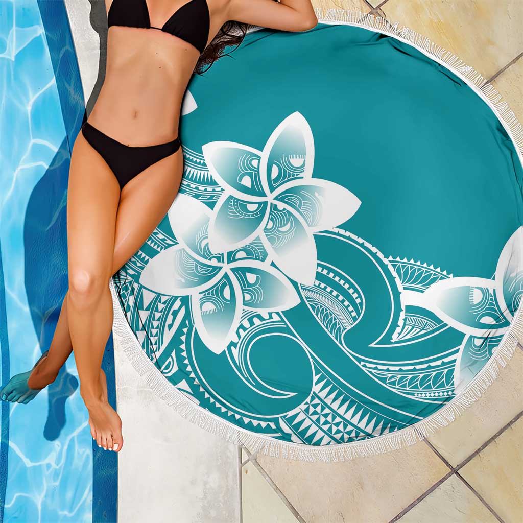 Polynesian Plumeria Flowers Tribal Beach Blanket Pacific Tattoo Teal Style LT9 - Polynesian Pride