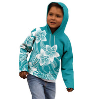 Polynesian Plumeria Flowers Tribal Kid Hoodie Pacific Tattoo Teal Style LT9 - Polynesian Pride