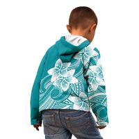 Polynesian Plumeria Flowers Tribal Kid Hoodie Pacific Tattoo Teal Style LT9 - Polynesian Pride