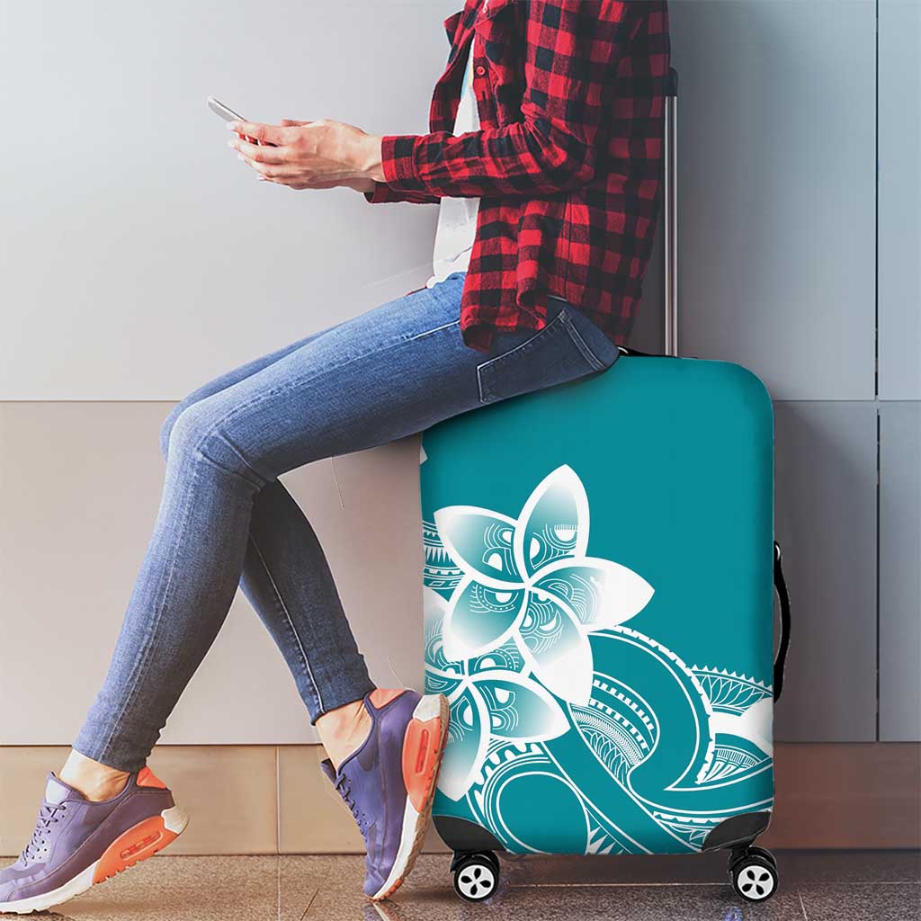 Polynesian Plumeria Flowers Tribal Luggage Cover Pacific Tattoo Teal Style LT9 - Polynesian Pride