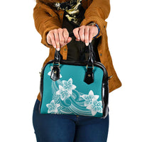 Polynesian Plumeria Flowers Tribal Shoulder Handbag Pacific Tattoo Teal Style LT9 One Size Teal - Polynesian Pride