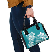 Polynesian Plumeria Flowers Tribal Shoulder Handbag Pacific Tattoo Teal Style LT9 - Polynesian Pride