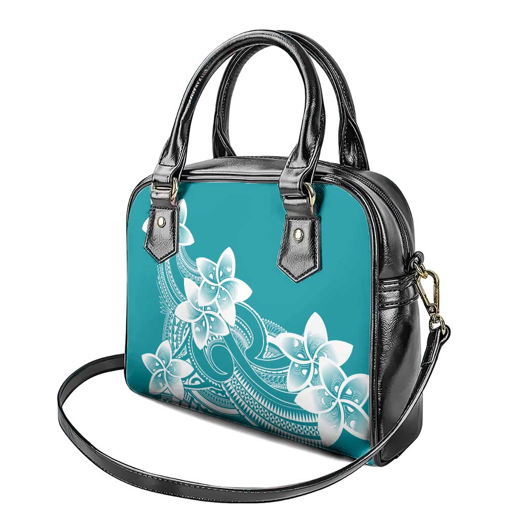Polynesian Plumeria Flowers Tribal Shoulder Handbag Pacific Tattoo Teal Style LT9 - Polynesian Pride