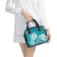 Polynesian Plumeria Flowers Tribal Shoulder Handbag Pacific Tattoo Teal Style LT9 - Polynesian Pride