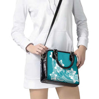 Polynesian Plumeria Flowers Tribal Shoulder Handbag Pacific Tattoo Teal Style LT9 - Polynesian Pride