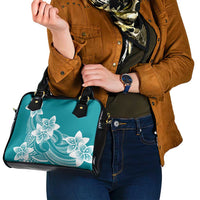 Polynesian Plumeria Flowers Tribal Shoulder Handbag Pacific Tattoo Teal Style LT9 - Polynesian Pride