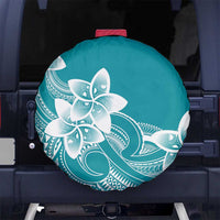 Polynesian Plumeria Flowers Tribal Spare Tire Cover Pacific Tattoo Teal Style LT9 No hole Teal - Polynesian Pride