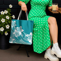 Polynesian Plumeria Flowers Tribal Tote Bag Pacific Tattoo Teal Style LT9 - Polynesian Pride
