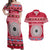 Personalised Fiji Marau Na Kerisimasi Couples Matching Off Shoulder Maxi Dress and Hawaiian Shirt Merry Christmas Tapa Pattern Red Style LT9 Red - Polynesian Pride