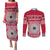 Personalised Fiji Marau Na Kerisimasi Couples Matching Puletasi Dress and Long Sleeve Button Shirt Merry Christmas Tapa Pattern Red Style LT9 Red - Polynesian Pride