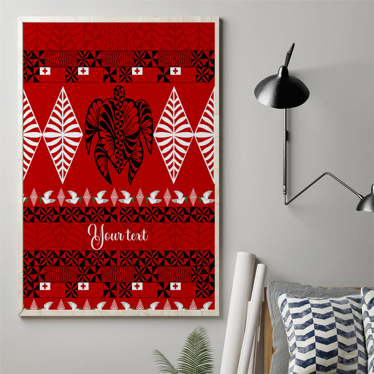 Personalised Tonga Kilisimasi Fiefia Canvas Wall Art Merry Christmas with Turtle Ngatu Pattern LT9 - Polynesian Pride