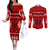 Personalised Tonga Kilisimasi Fiefia Couples Matching Off The Shoulder Long Sleeve Dress and Long Sleeve Button Shirt Merry Christmas with Turtle Ngatu Pattern LT9 Red - Polynesian Pride