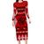 Personalised Tonga Kilisimasi Fiefia Family Matching Long Sleeve Bodycon Dress and Hawaiian Shirt Merry Christmas with Turtle Ngatu Pattern LT9 Mom's Dress Red - Polynesian Pride