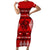 Personalised Tonga Kilisimasi Fiefia Family Matching Short Sleeve Bodycon Dress and Hawaiian Shirt Merry Christmas with Turtle Ngatu Pattern LT9 Mom's Dress Red - Polynesian Pride