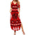 Personalised Tonga Kilisimasi Fiefia Summer Maxi Dress Merry Christmas with Turtle Ngatu Pattern LT9 Women Red - Polynesian Pride