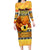 PNG Hamamas Krismas Family Matching Long Sleeve Bodycon Dress and Hawaiian Shirt Papua New Guinea Bird Of Paradise Merry Christmas Gold Style LT9 Mom's Dress Gold - Polynesian Pride