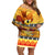 PNG Hamamas Krismas Family Matching Off Shoulder Short Dress and Hawaiian Shirt Papua New Guinea Bird Of Paradise Merry Christmas Gold Style LT9 Mom's Dress Gold - Polynesian Pride