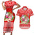 Personalised Hawaii Mele Kalikimaka Couples Matching Short Sleeve Bodycon Dress and Hawaiian Shirt Santa Beach Merry Christmas LT9 Red - Polynesian Pride