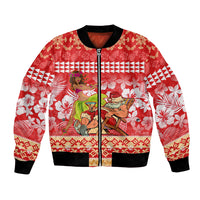 Hawaii Mele Kalikimaka Bomber Jacket Santa Claus and Hula Dancing Merry Christmas LT9 Unisex Red - Polynesian Pride