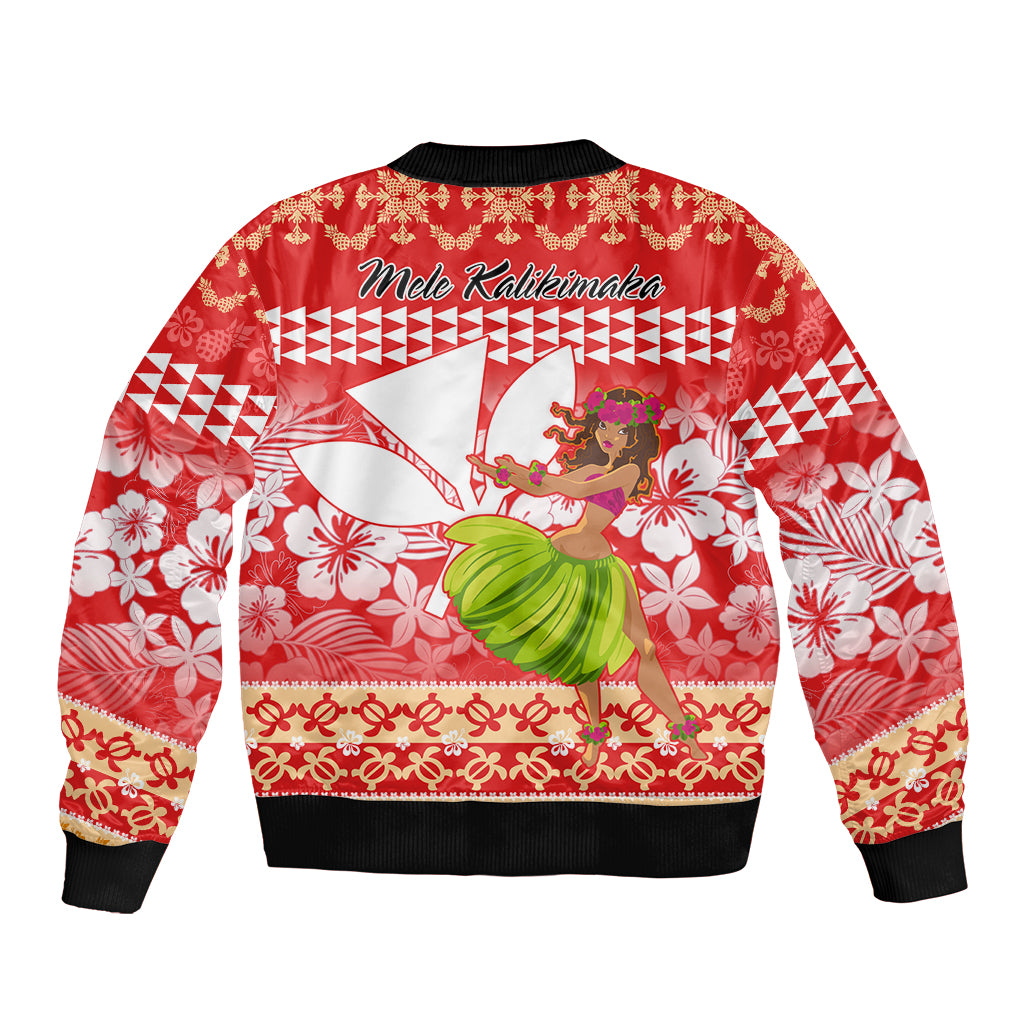 Hawaii Mele Kalikimaka Bomber Jacket Santa Claus and Hula Dancing Merry Christmas LT9 - Polynesian Pride
