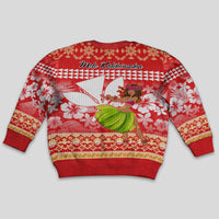 Hawaii Mele Kalikimaka Kid Ugly Christmas Sweater Santa Claus and Hula Dancing Merry Christmas LT9 - Polynesian Pride