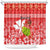 Personalised Hawaii Mele Kalikimaka Shower Curtain Santa Claus and Hula Dancing Merry Christmas LT9 Red - Polynesian Pride