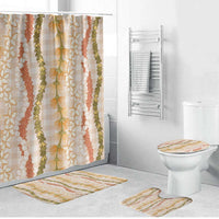 Hawaiian Ohia Lehua Lei Bathroom Set Plaid Palaka Ahiehie Pattern LT9 Bathroom Set (4 pcs) Beige - Polynesian Pride