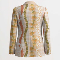 Hawaiian Ohia Lehua Lei Blazer Plaid Palaka Ahiehie Pattern LT9 - Polynesian Pride