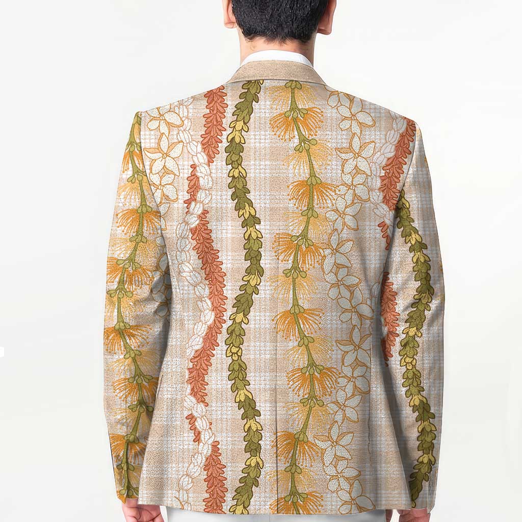 Hawaiian Ohia Lehua Lei Blazer Plaid Palaka Ahiehie Pattern LT9 - Polynesian Pride