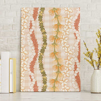 Hawaiian Ohia Lehua Lei Canvas Wall Art Plaid Palaka Ahiehie Pattern LT9 Without Frame Beige - Polynesian Pride