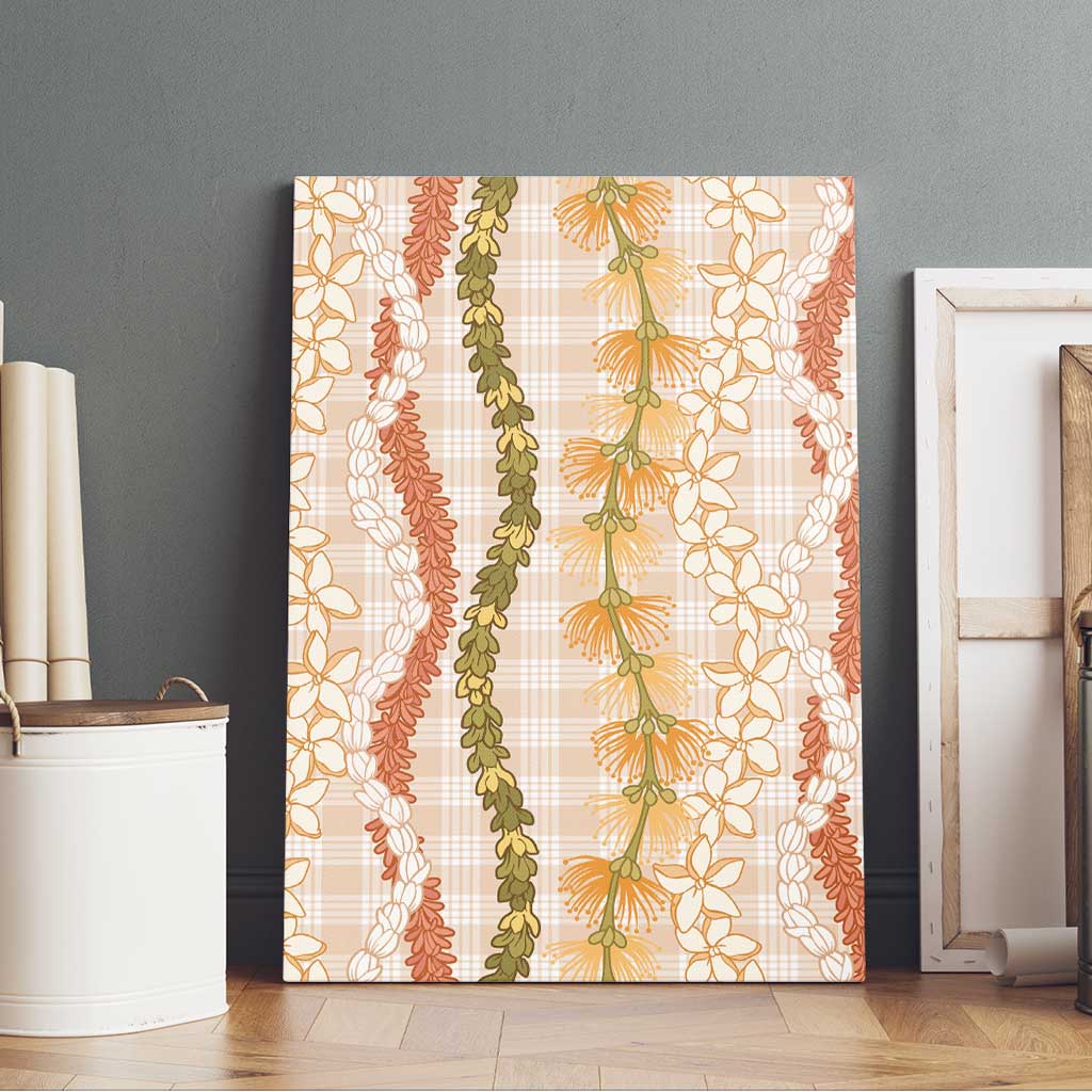 Hawaiian Ohia Lehua Lei Canvas Wall Art Plaid Palaka Ahiehie Pattern LT9 - Polynesian Pride