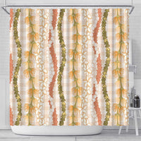 Hawaiian Ohia Lehua Lei Shower Curtain Plaid Palaka Ahiehie Pattern LT9 - Polynesian Pride