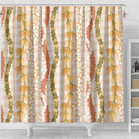 Hawaiian Ohia Lehua Lei Shower Curtain Plaid Palaka Ahiehie Pattern LT9 - Polynesian Pride