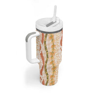 Hawaiian Ohia Lehua Lei Tumbler With Handle Plaid Palaka Ahiehie Pattern LT9 - Polynesian Pride