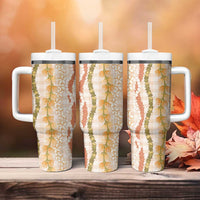 Hawaiian Ohia Lehua Lei Tumbler With Handle Plaid Palaka Ahiehie Pattern LT9 - Polynesian Pride