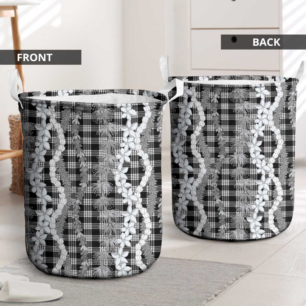 Hawaiian Ohia Lehua Lei Laundry Basket Plaid Palaka Eleele Pattern LT9 - Polynesian Pride