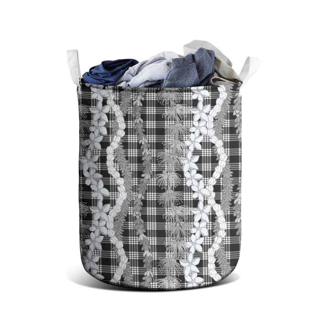 Hawaiian Ohia Lehua Lei Laundry Basket Plaid Palaka Eleele Pattern LT9 - Polynesian Pride